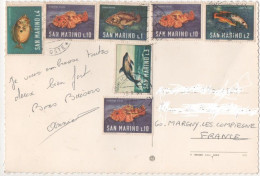 Saint Marin N°676/9 + 3 Exemplaires Du N°681 Sur Une Grande Carte Postale - Storia Postale