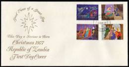 Zm0271f ZAMBIA 1977, SG 271-4 Christmas FDC - Zambie (1965-...)