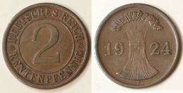 2 Rentenpfennig 1924 J Weimar Jäger Nr. 307   (9788 - 2 Renten- & 2 Reichspfennig