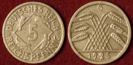 5 Reichs-Pfennig Weimar DR 1925 G Jäger Nr. 316   (9808 - 5 Renten- & 5 Reichspfennig