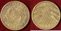 5 Reichs-Pfennig DR 1925 A Jäger Nr. 316      (9810 - 5 Renten- & 5 Reichspfennig