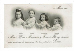 Carte Photo BRAY Faire Part  Marie Henri Marguerite François BRAY Vous Annoncent La Naissance De Pierre 30 Mars 1906 - Nascita & Battesimo