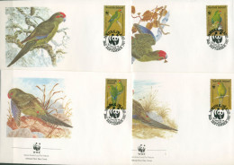 Norfolk-Insel 1987 WWF Naturschutz Laufsittich 421/24 FDC (X30673) - Norfolkinsel