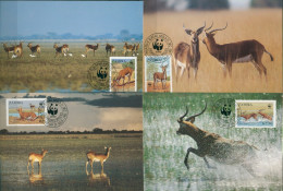 Sambia 1987 WWF Naturschutz Wasserbock 438/41 Maximumkarten (X30664) - Zambia (1965-...)