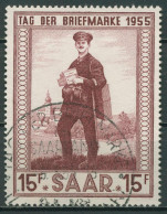 Saarland 1955 Tag Der Briefmarke 361 Mit Sonderstempel Geprüft - Used Stamps