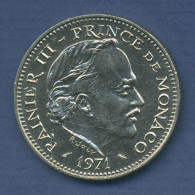 Monaco 5 Francs Kursmünze 1971 Prinz Rainer III. Monogramm, KM 150 Vz (m3632) - 1960-2001 Nieuwe Frank