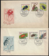 Tchécoslovaquie 1962 Y&T 1245 à 1250 Sur FDC. Coléoptères Divers - Coleotteri