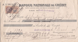 BAR SUR SEINE --1928--Lettre De Change --Banque Nationale De Crédit...timbre Fiscal...cachet - Wissels