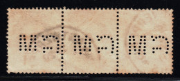 Belgium Strip Of 3 Perfin GM - 1909-34