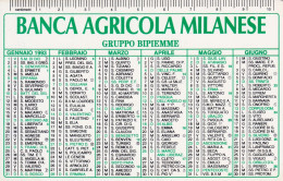 Calendarietto - Banca Agricola Milanese - Gruppo Bipiemme - Anno 1993 - Petit Format : 1991-00