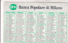 Calendarietto - BPM - Banca Popolare Di Milano - Anno 1993 - Petit Format : 1991-00