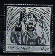 GAMBIA - 2005 - Pope John Paul II (1920-2005) - With Crucifix At Side Of Face - Silver - Autoadesivo - Gambia (1965-...)