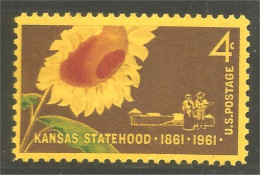 914 USA Kansas Statehood Tournesol Sunflower Ferme Farm Agriculture MNH ** Neuf SC (USA-1183b) - Agricultura