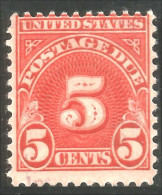 912 USA Taxe Postage Due 5c Red No Gum (USA-472) - Oblitérés
