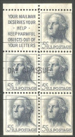 912 USA 1213a George Washington Booklet Pane First Day Cancel (USA-470) - Usados