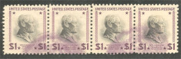 912 USA $1 Woodrow Wilson Dollar Strip Of 4 Stamps (USA-468) - Oblitérés