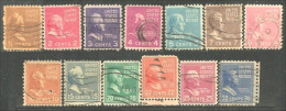 912 USA 13 Stamps 1 1/2c-30c All Different Presidential Issue 1938 (USA-412) - Autres & Non Classés