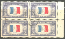 912 USA Bloc Drapeau Français French Flag Block (USA-405) - Stamps