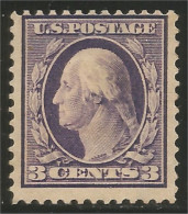 912 USA 1910 George Washington 3c Violet MH * Neuf (USA-257) - Unused Stamps