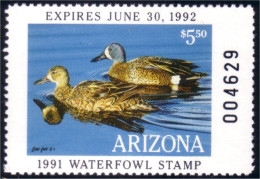 912 USA ARIZONA Waterfowl Stamp Canards Ducks Ente Anatra Pato Eend MNH ** Neuf SC (USA-94) - Duck Stamps