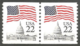 914 USA Drapeau Flag Over Capitol Dome With T Pair MNH ** Neuf SC (USA-2115Cprb) - Sellos