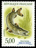 Timbre De 1990 Nature De France - Poissons D'eau Douce Brochet - Esox Lucius - Ungebraucht