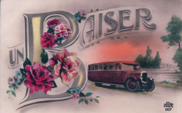 Un Baiser, Fleurs Et Autobus, Litho (1907) - Mille