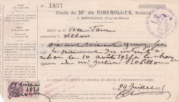 MARINGUES--63---1935--Maitre De RIBEROLLES ..cachet " Juge De Paix" De MERINGUES........timbre Fiscal - Andere & Zonder Classificatie