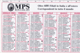 Calendarietto - MPS - Monte Dei Paschi Di Siena - Anno 1993 - Petit Format : 1991-00