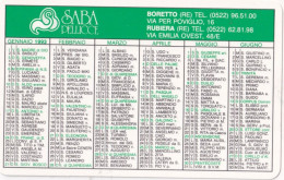 Calendarietto - SABA - Pellice - Boretto - Rubiera - Reggio Emilia - Anno 1993 - Petit Format : 1991-00