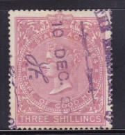 Cape Of Good Hope Revenue Stamp 1885 3/- Rose Good Used Barefoot 118 - Capo Di Buona Speranza (1853-1904)