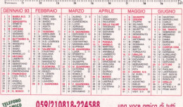 Calendarietto - Telefono Amico - Modena - Anno 1993 - Petit Format : 1991-00