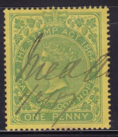 Cape Of Good Hope Revenue Stamp 1885 1d Green In Yellow, Good Used Barefoot 112 - Cabo De Buena Esperanza (1853-1904)