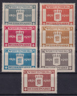 WÜRTTEMBERG 1916 - MLH - Mi 123-129 - Sonstige & Ohne Zuordnung