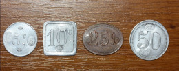 Quatre Jetons Nécessité Coloniale "Cie Des Salins Du Midi" Portugal (Salines De Sal - Iles Du Cap Vert / Cabo-Verde) - Monetary /of Necessity