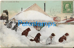 226264 US ALASKA COSTUMES SLED DOG TEAM CIRCULATED TO ARGENTINA CUT BREAK POSTAL POSTCARD - Other & Unclassified