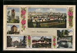 AK Kaufbeuren, Panorama, Fünfknopf-Turm, Hexenturm, Rathaus, An Der Stadtmauer, Schwanenteich  - Kaufbeuren