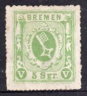 ALEMANIA – BREMEN O BRÉME (Estado) Sello Nuevo Sin Goma ESCUDO ARMAS X 5 Grote Años 1861-64 – Valorizado En U$S 600.00 - Brême