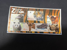 3-4-2024 (stamp) Used Mini-sheet On Paper - Australian Zoos - Hojas Bloque