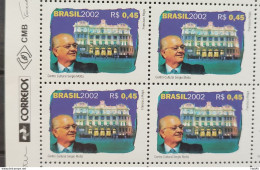 C 2494 Brazil Stamp Sergio Motta Communication Architecture 2002 Block Of 4 Vignette Correios - Neufs