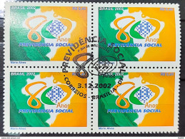 C 2496 Brazil Stamp 80 Years Of Social Security Government 2002 Block Of 4 Cbc Brasilia - Neufs