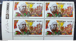 C 2477 Brazil Stamp Jorge Amado Bahia Literature Church 2002 Block Of 4 Vignette Correios - Neufs