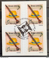 Brazil Regular Stamp RHM 823 Music Perce In Wave Clarinet 2002 Block Of 4 Cbc DF - Neufs