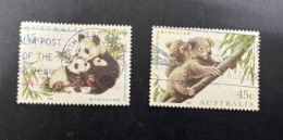 3-4-2024 (stamp) Used  Australia Stamp - China & Australia Joint Issue (Koala & Panda Pair) - Autres & Non Classés