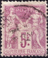 FRANCE - Yv.95a 5fr Lilas-ros/lilas Pâle Sage T.II - Obl. B/TB - 1876-1898 Sage (Tipo II)