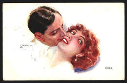 Künstler-AK Luis Usabal: Mann Küsst Frau Auf Wange  - Usabal