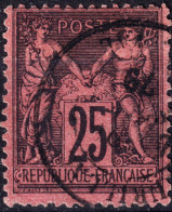 FRANCE - Yv.91 25c Noir/rouge Sage T.II - Obl. TB - 1876-1898 Sage (Tipo II)