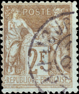 FRANCE - Yv.105 2fr Bistre/azuré Sage T.II - TB - (c.55€) - 1876-1898 Sage (Tipo II)