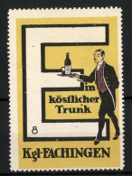 Reklamemarke Königl. Fachingen - Ein Köstlicher Trunk, Ober Mit Tablett, Buchstabe E, Bild 8  - Erinnofilia