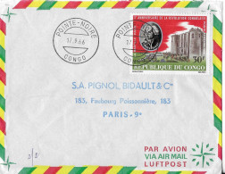 LETTRE DU CONGO POINTE NOIRE 1966 - POSTE AERIENNE AVEC ROBESPIERRE ET LA PRISE DE LA BASTILLE POUR LA FRANCE - Afgestempeld